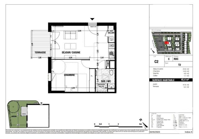Appartement T2 &agrave; vendre - 2 pi&egrave;ces - 45,40 m2 - Belin Beliet - 33 - AQUITAINE