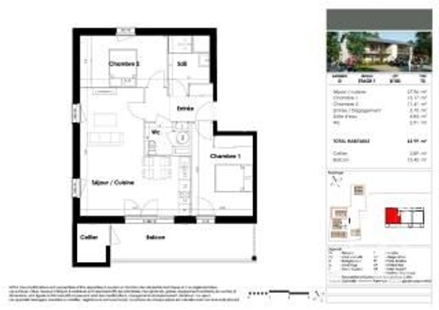 Appartement T3 &agrave; vendre - 3 pi&egrave;ces - 63,31 m2 - Mios - 33 - AQUITAINE