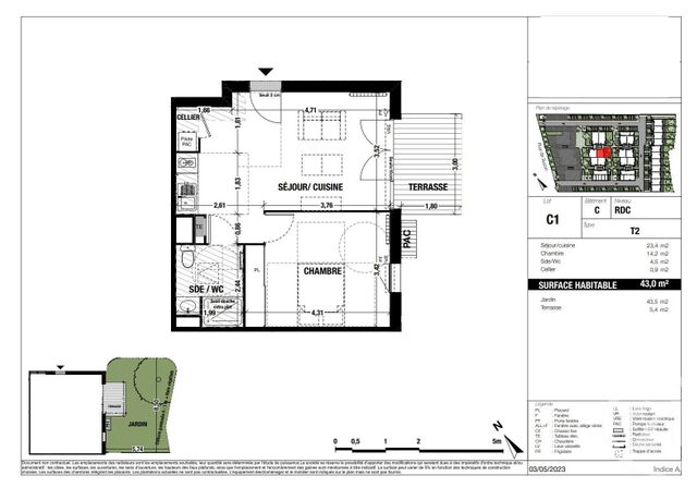 Appartement T2 &agrave; vendre - 2 pi&egrave;ces - 43 m2 - Belin Beliet - 33 - AQUITAINE