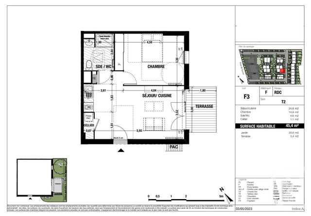 Appartement T2 &agrave; vendre - 2 pi&egrave;ces - 45,40 m2 - Belin Beliet - 33 - AQUITAINE