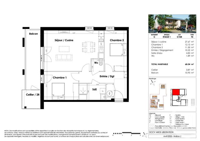 Appartement T3 &agrave; vendre - 3 pi&egrave;ces - 68,04 m2 - Mios - 33 - AQUITAINE