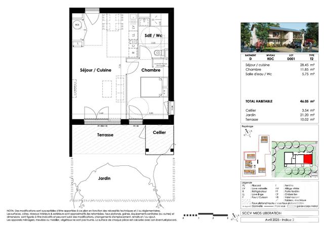 Appartement T2 &agrave; vendre - 2 pi&egrave;ces - 46,05 m2 - Mios - 33 - AQUITAINE