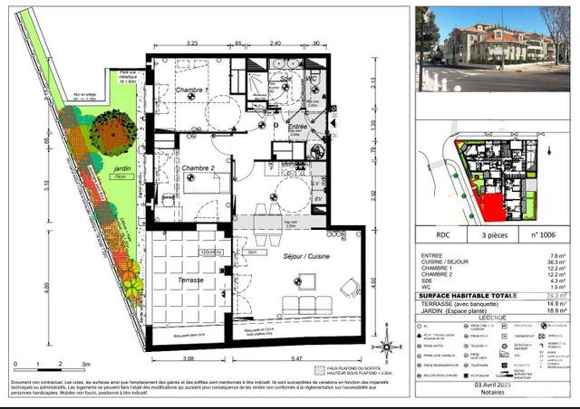 Appartement T3 &agrave; vendre - 3 pi&egrave;ces - 74,30 m2 - Arcachon - 33 - AQUITAINE