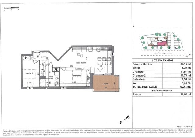 Appartement T3 &agrave; vendre - 3 pi&egrave;ces - 62,44 m2 - Biscarrosse - 40 - AQUITAINE