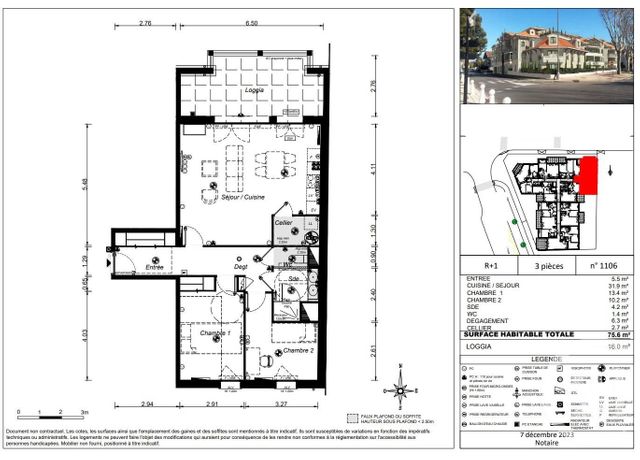 Appartement T3 &agrave; vendre - 3 pi&egrave;ces - 75,60 m2 - Arcachon - 33 - AQUITAINE