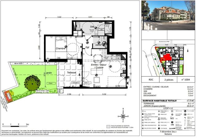 Appartement T2 à vendre - 2 pièces - 47 m2 - Arcachon - 33 - AQUITAINE