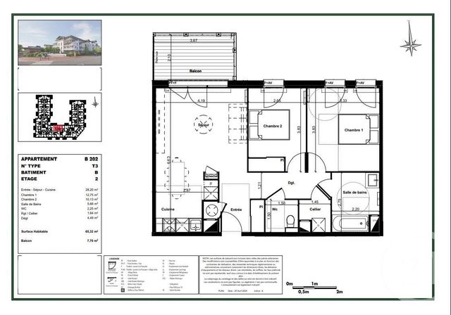 Appartement T3 &agrave; vendre - 3 pi&egrave;ces - 65,32 m2 - Gujan Mestras - 33 - AQUITAINE