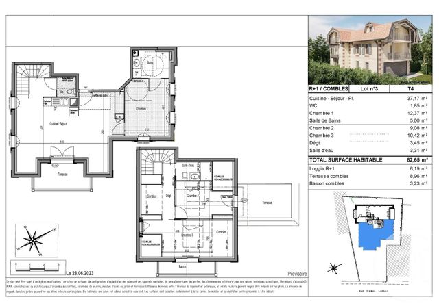 Appartement F4 à vendre - 4 pièces - 82,65 m2 - Arcachon - 33 - AQUITAINE