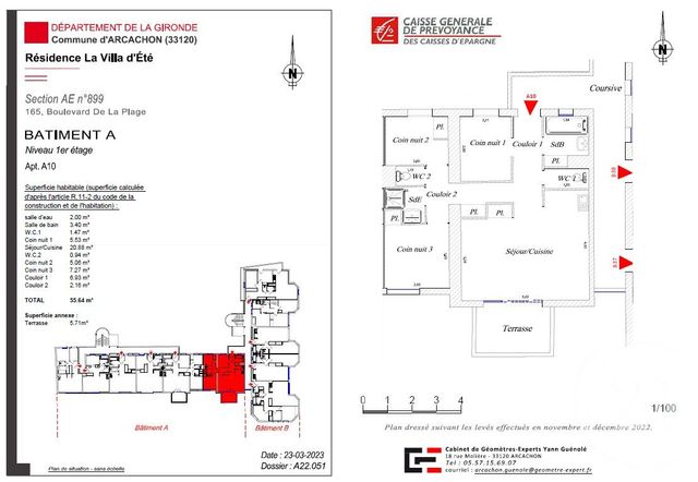 Appartement F3 &agrave; vendre - 3 pi&egrave;ces - 55,64 m2 - Arcachon - 33 - AQUITAINE