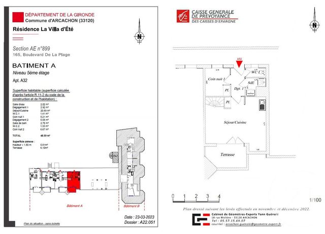 Appartement F3 &agrave; vendre - 3 pi&egrave;ces - 48,59 m2 - Arcachon - 33 - AQUITAINE