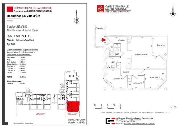Appartement F3 &agrave; vendre - 3 pi&egrave;ces - 62,61 m2 - Arcachon - 33 - AQUITAINE
