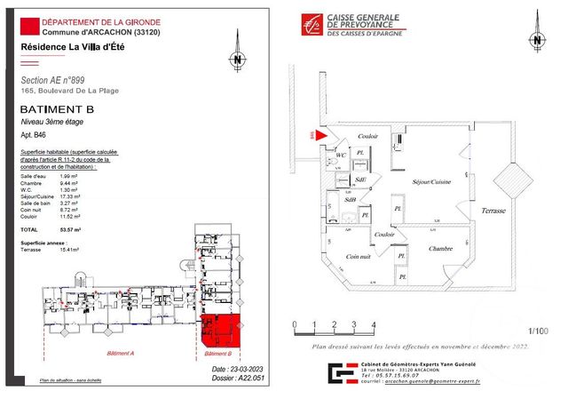 Appartement F3 &agrave; vendre - 3 pi&egrave;ces - 53,57 m2 - Arcachon - 33 - AQUITAINE