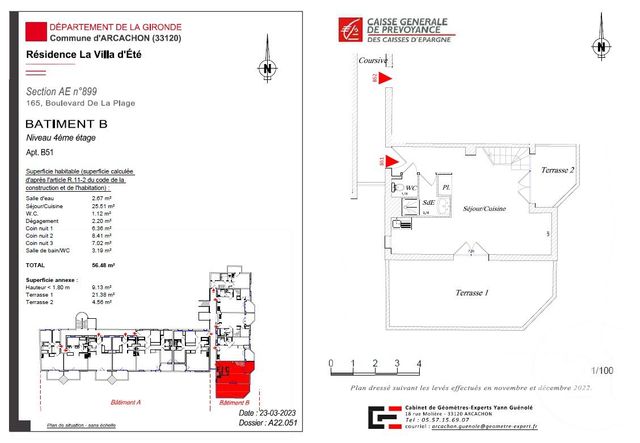 Appartement F3 &agrave; vendre - 4 pi&egrave;ces - 56,48 m2 - Arcachon - 33 - AQUITAINE